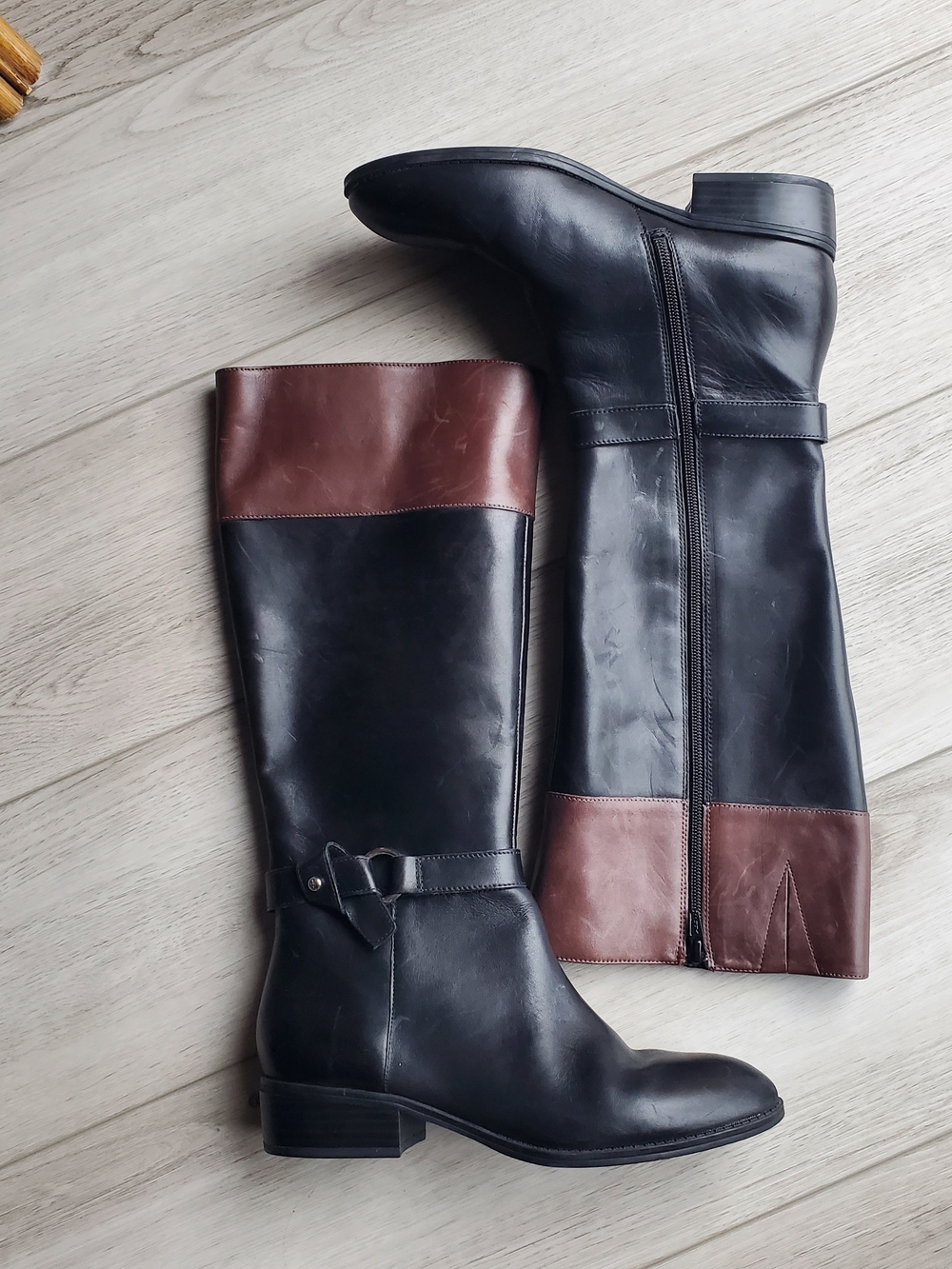 Lauren Ralph Lauren Black and Brown  Leather Riding Boots! 100% Cow Leather
